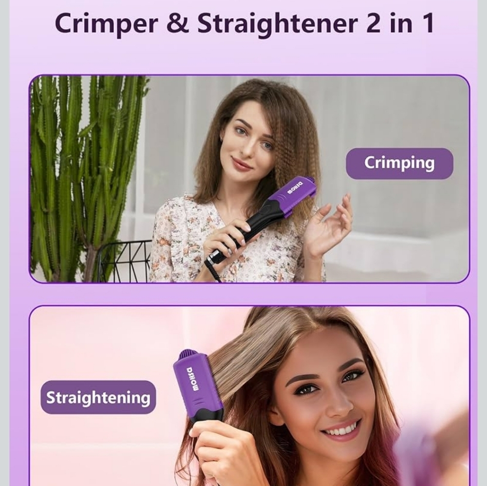 Hair Crimper/straightener with Interchangeable Plates - Picture 2 of 5